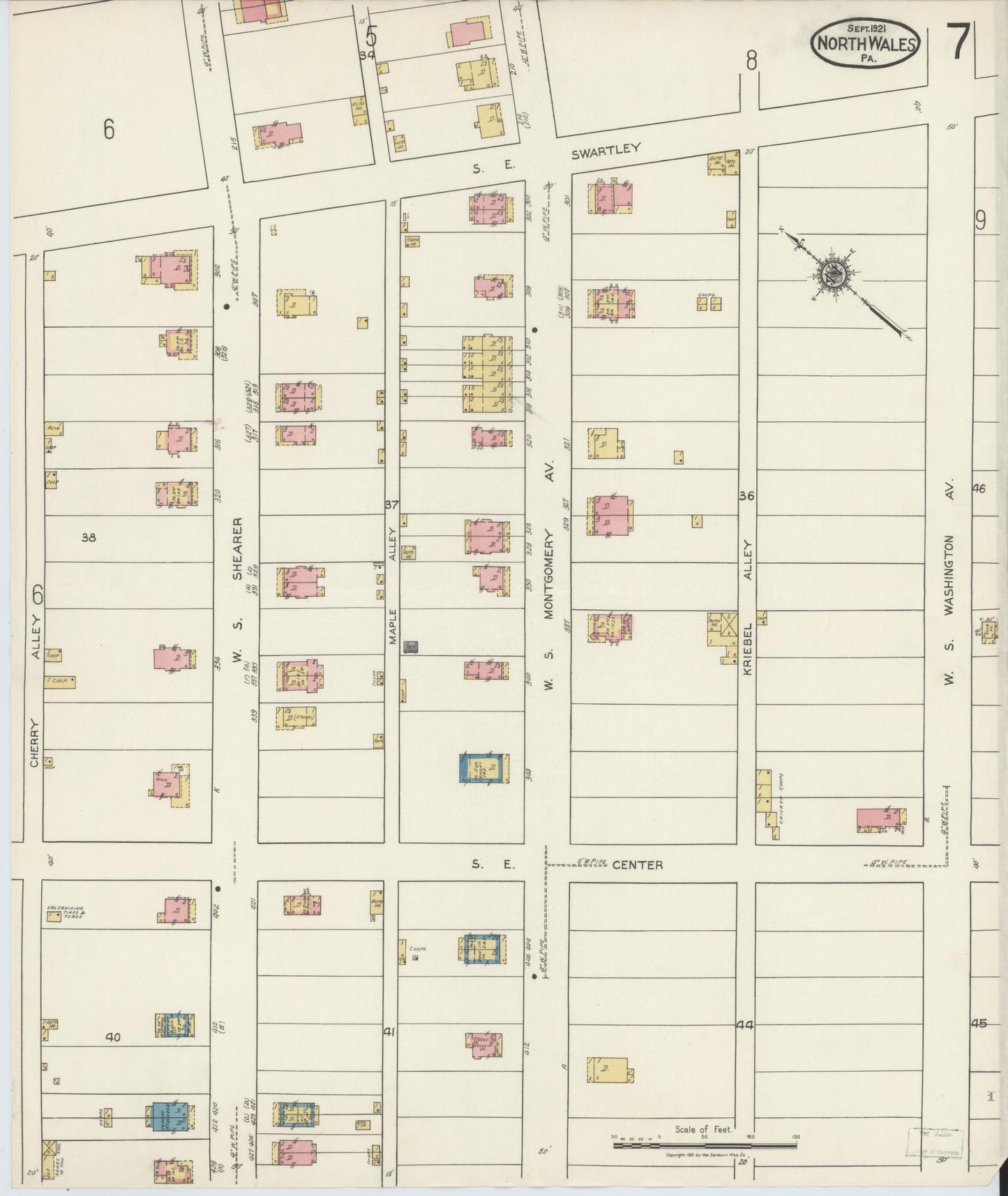 Sanborn Fire Insurance Map from North Wales, Montgomery County, Pennsylvania (1921), Sheet #0007 - Complete Map Set gallery image, historic Sanborn map, vintage wall art, Pennsylvania Pennsylvania