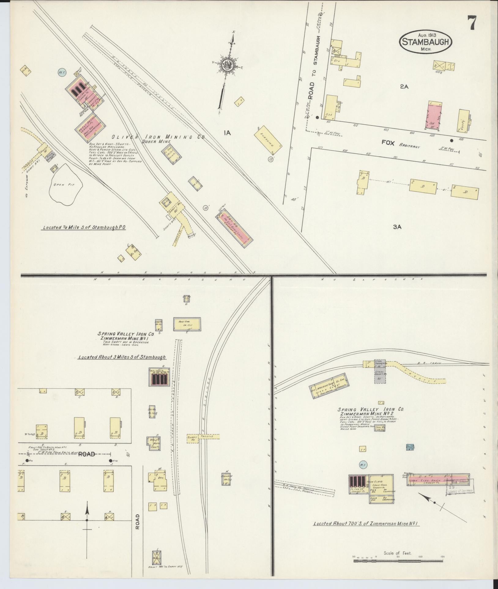 Sanborn Fire Insurance Map from Stambaugh, Iron County, Michigan (1913), Sheet #0007 - Complete Map Set gallery image, historic Sanborn map, vintage wall art, Michigan Michigan