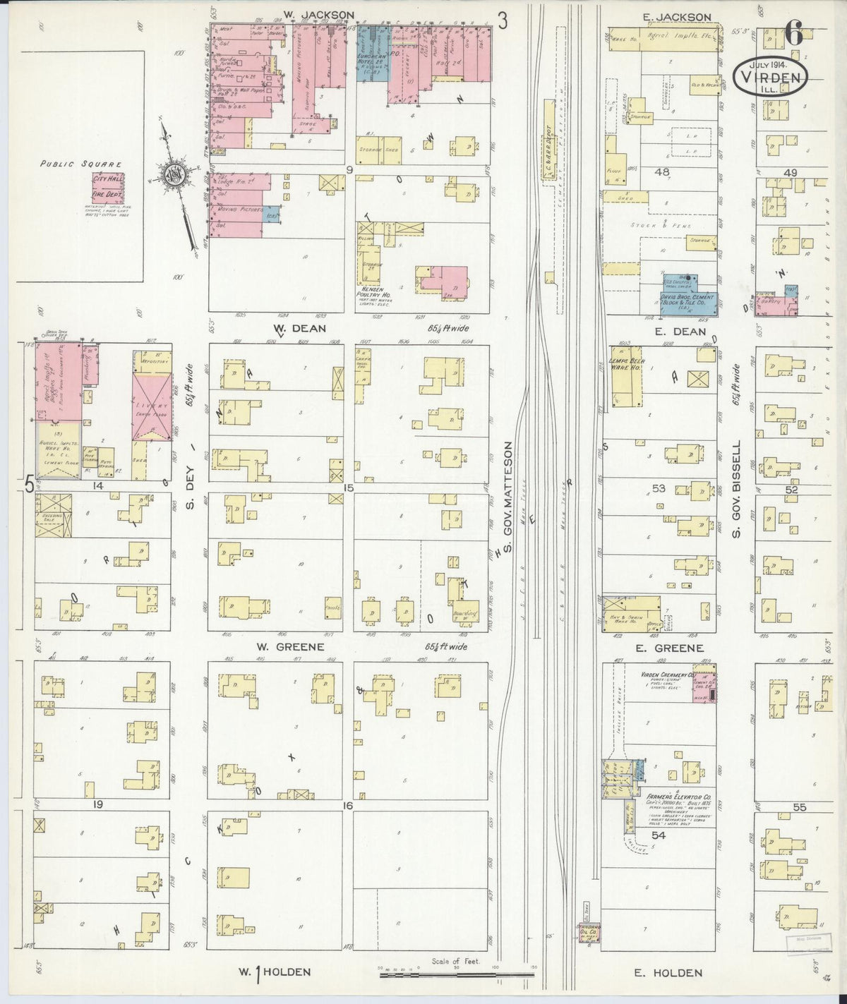 Sanborn Fire Insurance Map from Virden, Macoupin County, Illinois (1914), Sheet #0006 - Complete Map Set gallery image, historic Sanborn map, vintage wall art, Illinois Illinois