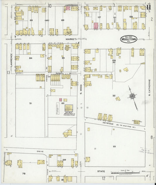 Sanborn Fire Insurance Map from Middletown, Dauphin County, Pennsylvania (1920), Sheet #0011 - Historic Sanborn Fire Insurance Map Print, vintage old map wall art, antique decor, genealogy gift, Pennsylvania Pennsylvania map