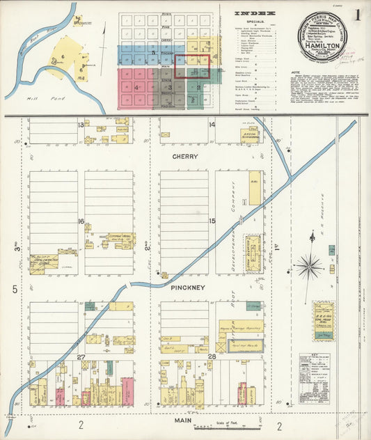 Sanborn Fire Insurance Map from Hamilton, Ravalli County, Montana (1896), Sheet #0001 - Complete Map Set gallery image, historic Sanborn map, vintage wall art, Montana Montana