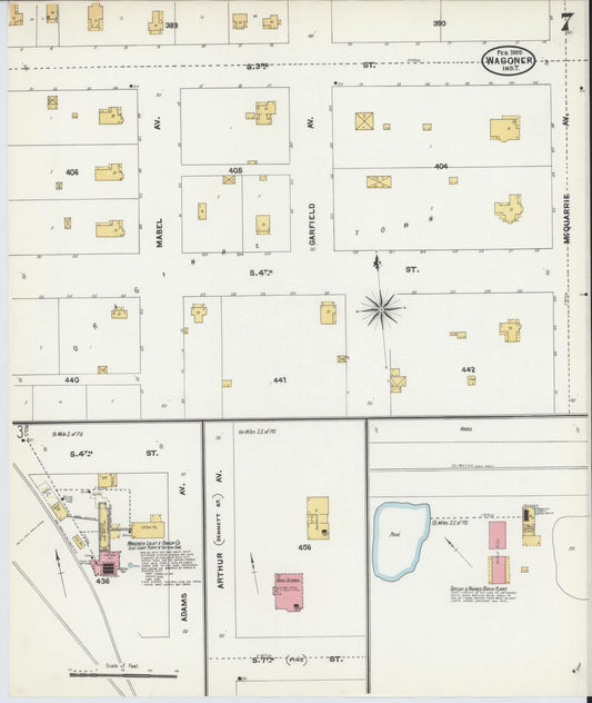 Sanborn Fire Insurance Map from Wagoner, Wagoner County, Oklahoma (1905), Sheet #0007 - Historic Sanborn Fire Insurance Map Print, vintage old map wall art, antique decor, genealogy gift, Oklahoma Oklahoma map