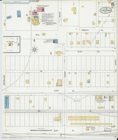Sanborn Fire Insurance Map from Concordia, Cloud County, Kansas (1905), Sheet #0006 - Complete Map Set gallery image, historic Sanborn map, vintage wall art, Kansas Kansas