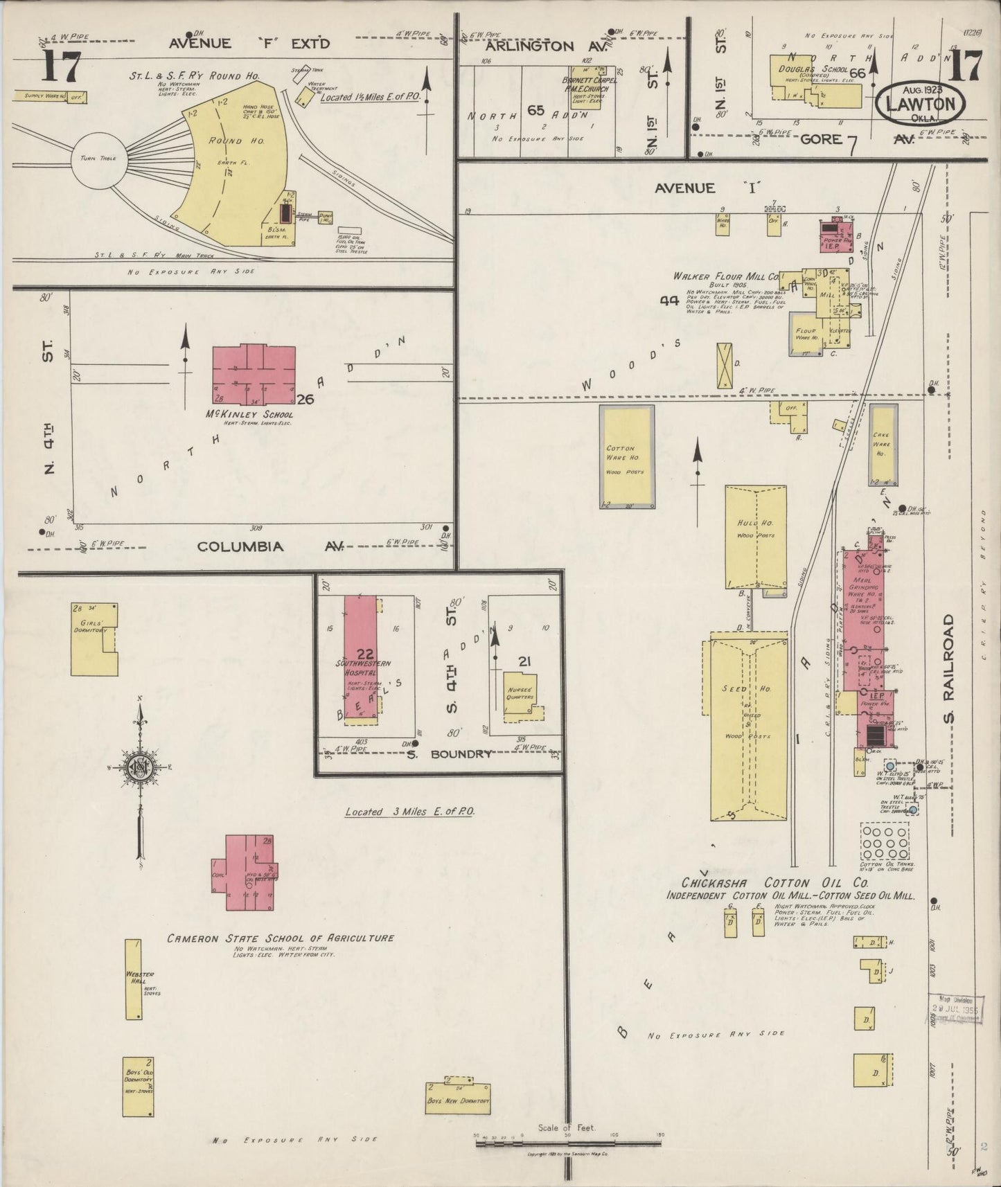 Sanborn Fire Insurance Map from Lawton, Comanche County, Oklahoma (1923), Sheet #0017 - Complete Map Set gallery image, historic Sanborn map, vintage wall art, Oklahoma Oklahoma