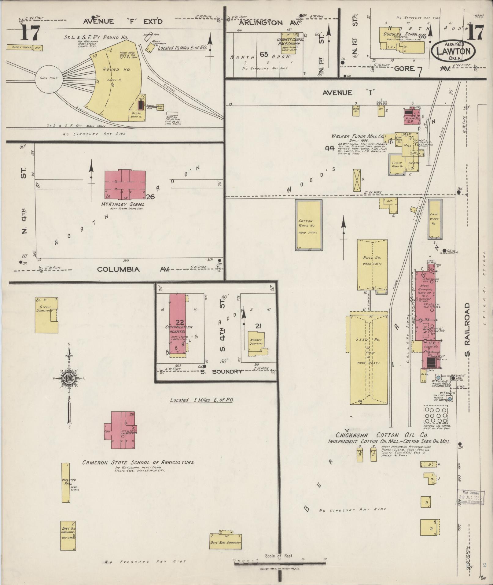 Sanborn Fire Insurance Map from Lawton, Comanche County, Oklahoma (1923), Sheet #0017 - Complete Map Set gallery image, historic Sanborn map, vintage wall art, Oklahoma Oklahoma