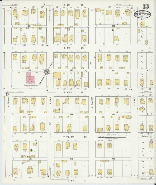 Sanborn Fire Insurance Map from Beardstown, Cass County, Illinois (1919), Sheet #0013 - Historic Sanborn Fire Insurance Map Print, vintage old map wall art, antique decor, genealogy gift, Illinois Illinois map