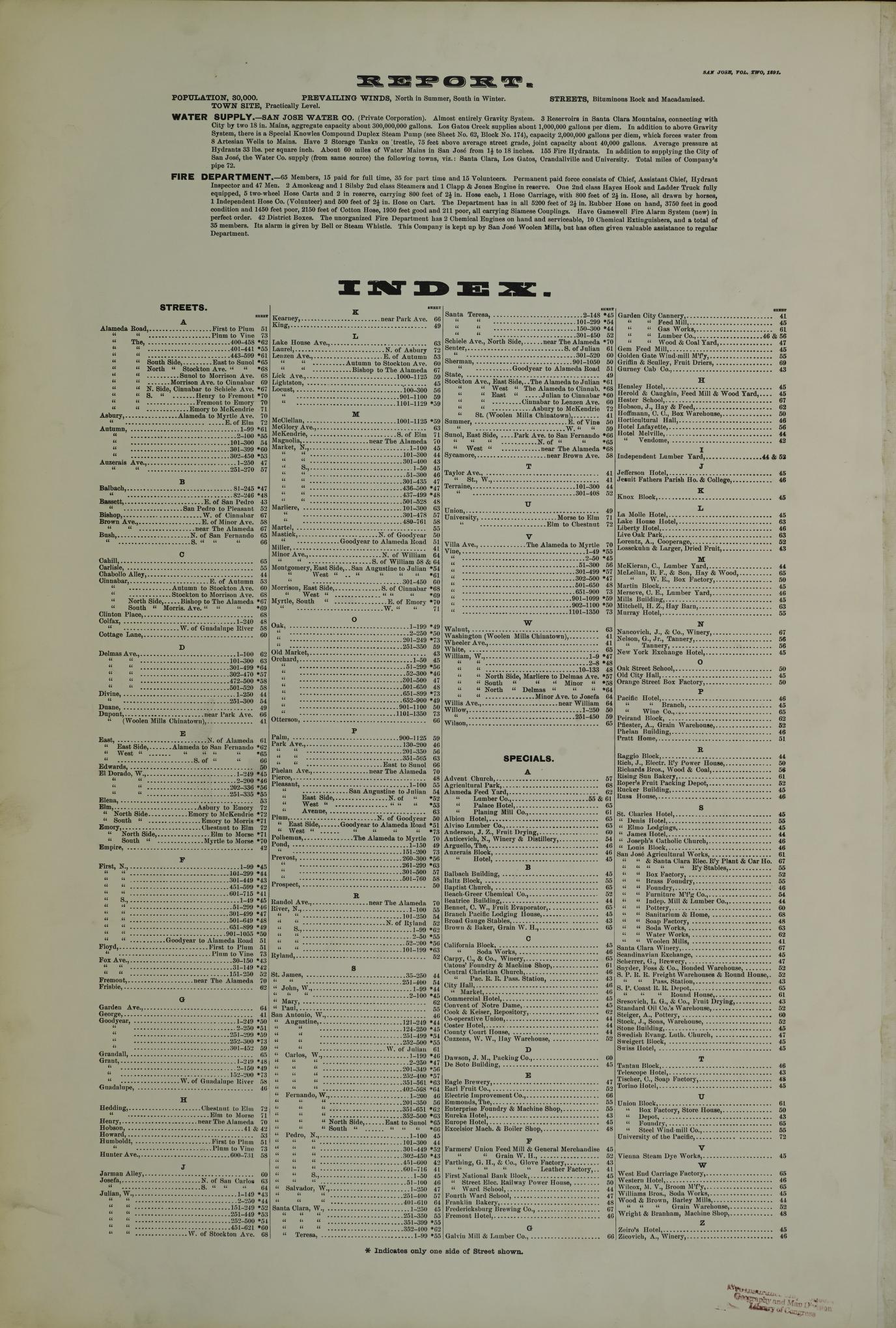 Sanborn Fire Insurance Map from San Jose, Santa Clara County, California (1891), Sheet #0001 - Complete Map Set gallery image, historic Sanborn map, vintage wall art, California California