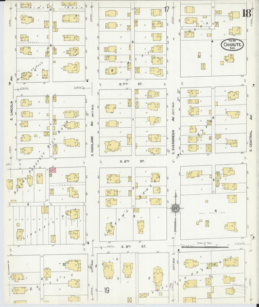 Sanborn Fire Insurance Map from Chanute, Neosho County, Kansas (1911), Sheet #0018 - Historic Sanborn Fire Insurance Map Print, vintage old map wall art, antique decor, genealogy gift, Kansas Kansas map