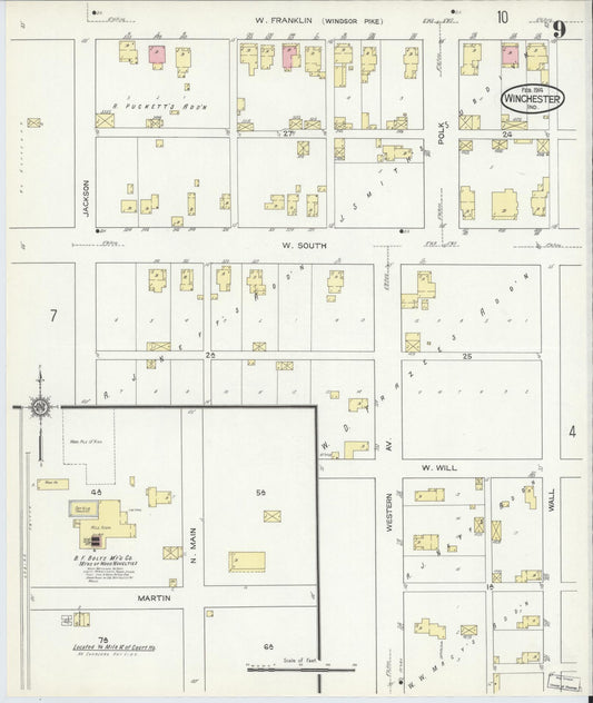 Sanborn Fire Insurance Map from Winchester, Randolph County, Indiana (1914), Sheet #0009 - Historic Sanborn Fire Insurance Map Print, vintage old map wall art, antique decor, genealogy gift, Indiana Indiana map