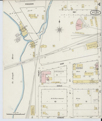 Sanborn Fire Insurance Map from Niles, Berrien County, Michigan (1889), Sheet #0004 - Complete Map Set gallery image, historic Sanborn map, vintage wall art, Michigan Michigan