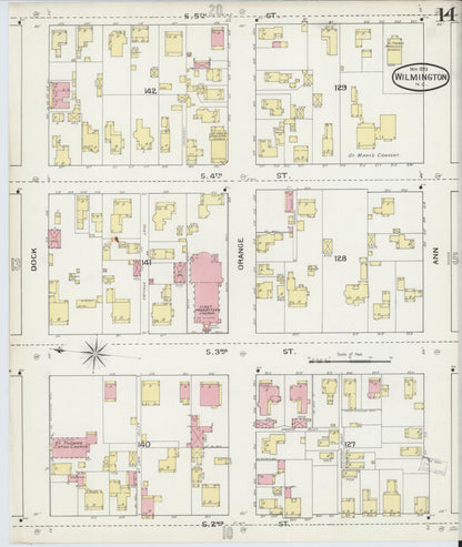 Sanborn Fire Insurance Map from Wilmington, New Hanover County, North Carolina (1893), Sheet #0014 - Complete Map Set gallery image, historic Sanborn map, vintage wall art, North Carolina North Carolina