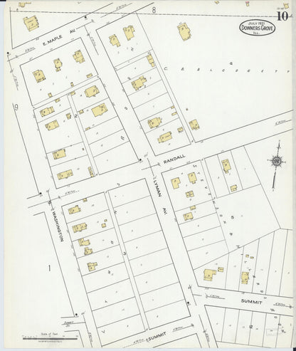 Sanborn Fire Insurance Map from Downers Grove, Dupage County, Illinois (1921), Sheet #0010 - Complete Map Set gallery image, historic Sanborn map, vintage wall art, Illinois Illinois