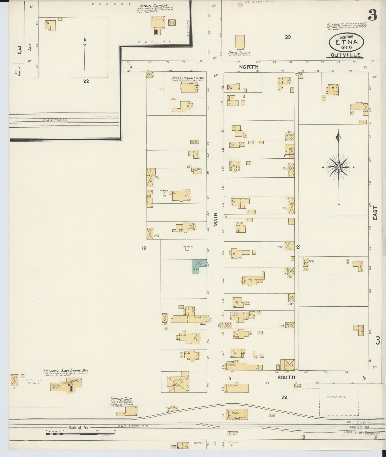 Sanborn Fire Insurance Map from Etna, Luking County, Ohio (1905), Sheet #0003 - Complete Map Set gallery image, historic Sanborn map, vintage wall art, Ohio Ohio