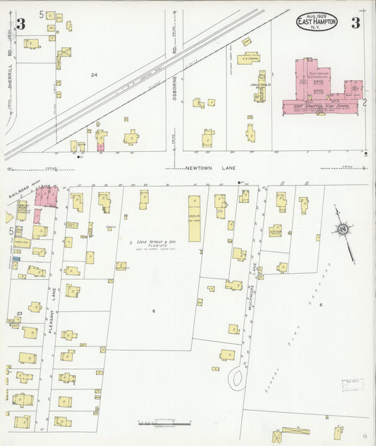 Sanborn Fire Insurance Map from Easthampton, Suffolk County, New York (1929), Sheet #0003 - Historic Sanborn Fire Insurance Map Print, vintage old map wall art, antique decor, genealogy gift, New York New York map