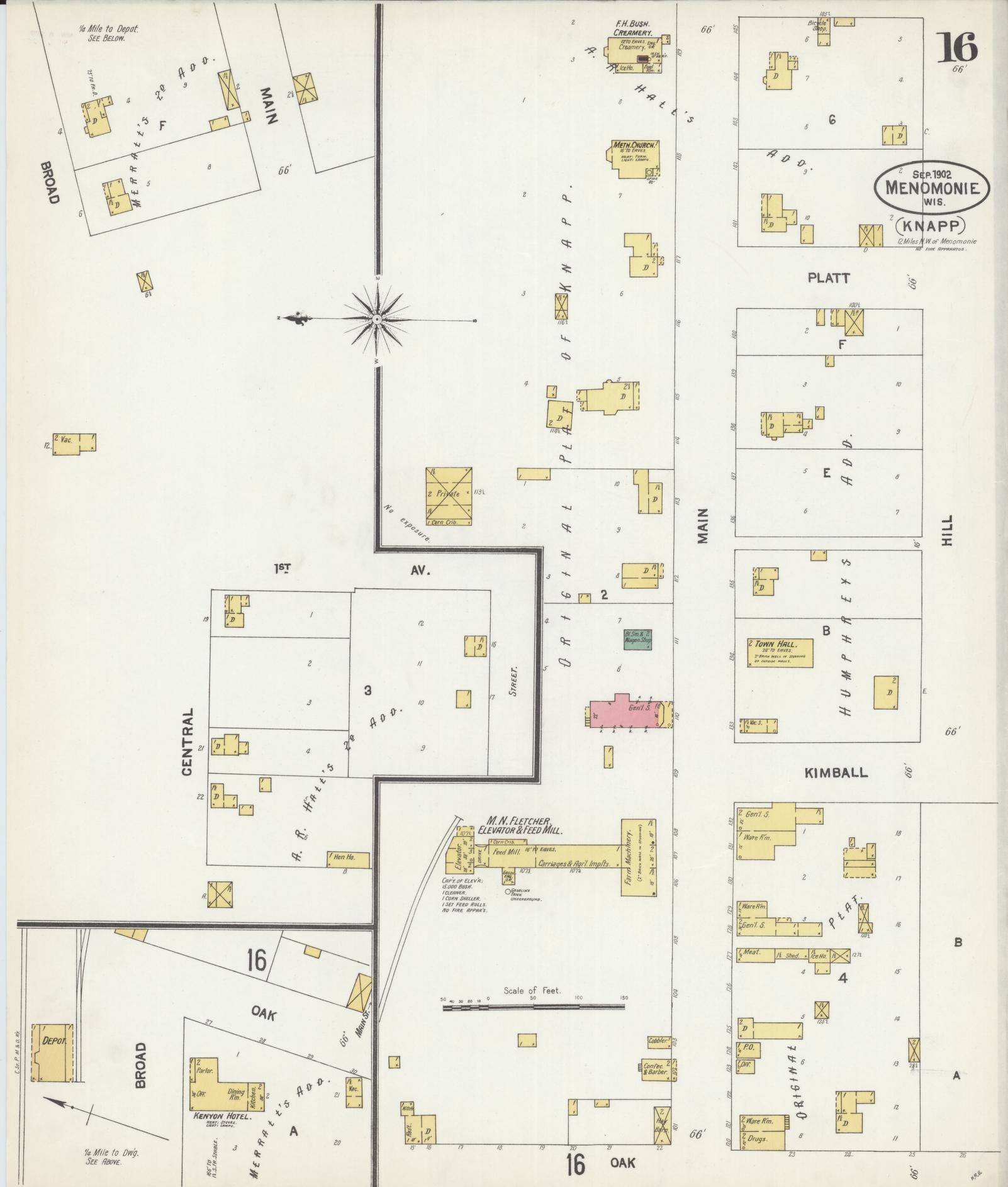 Sanborn Fire Insurance Map from Menomonie, Dunn County, Wisconsin (1902), Sheet #0016 - Complete Map Set gallery image, historic Sanborn map, vintage wall art, Wisconsin Wisconsin