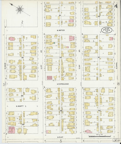Sanborn Fire Insurance Map from Peru, Miami County, Indiana (1906), Sheet #0004 - Complete Map Set gallery image, historic Sanborn map, vintage wall art, Indiana Indiana