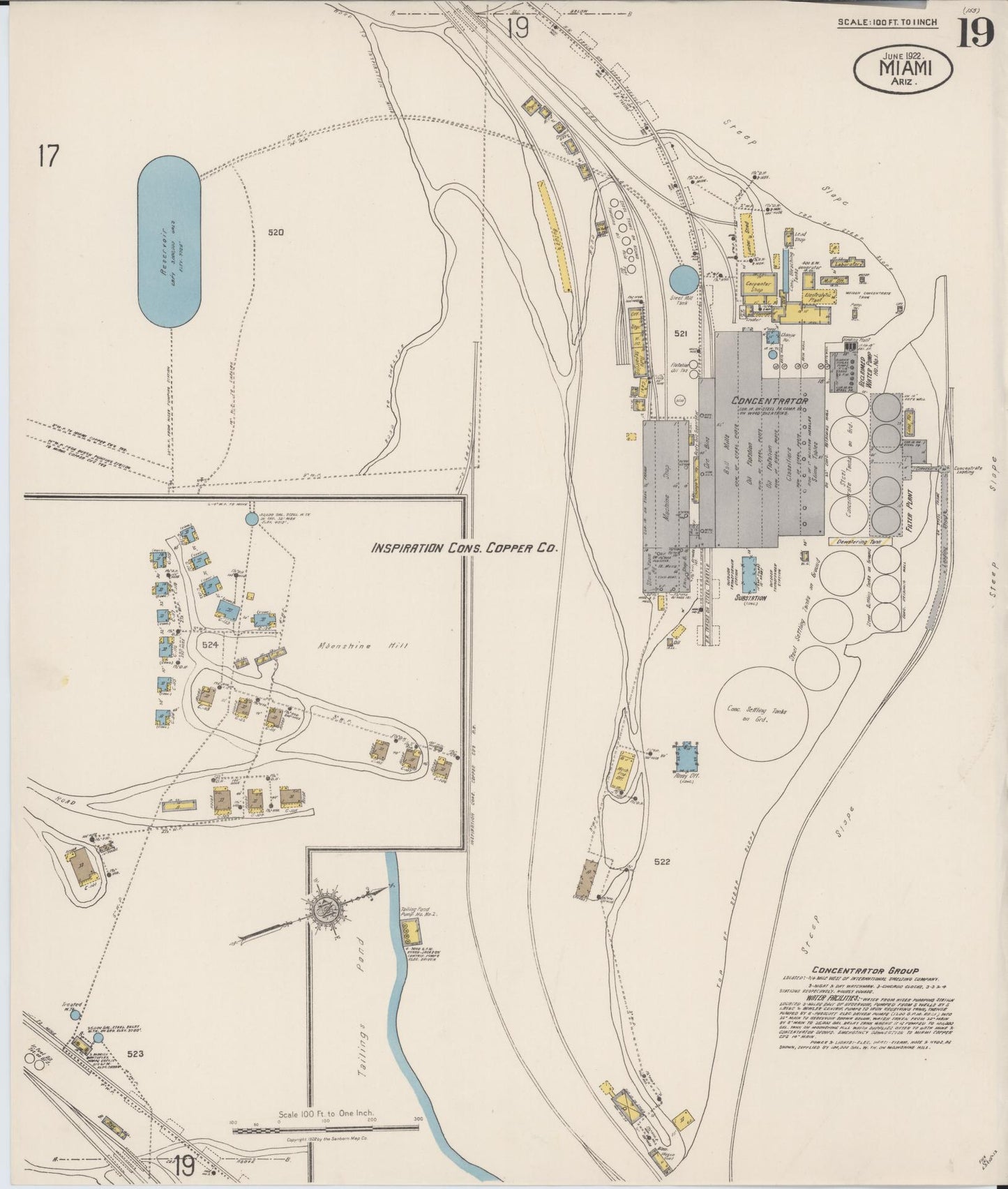 Sanborn Fire Insurance Map from Miami, Gila County, Arizona (1922), Sheet #0019 - Complete Map Set gallery image, historic Sanborn map, vintage wall art, Arizona Arizona