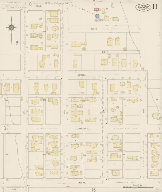 Sanborn Fire Insurance Map from Raymond, Pacific County, Washington (1919), Sheet #0011 - Historic Sanborn Fire Insurance Map Print, vintage old map wall art, antique decor, genealogy gift, Washington Washington map