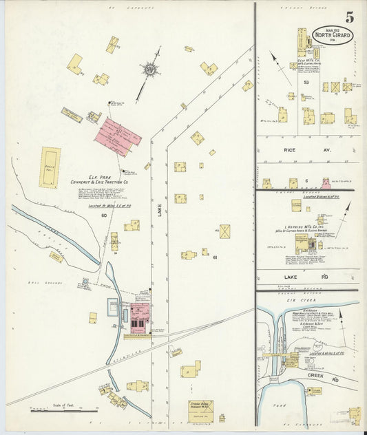 Sanborn Fire Insurance Map from North Girard, Erie County, Pennsylvania (1912), Sheet #0005 - Historic Sanborn Fire Insurance Map Print, vintage old map wall art, antique decor, genealogy gift, Pennsylvania Pennsylvania map