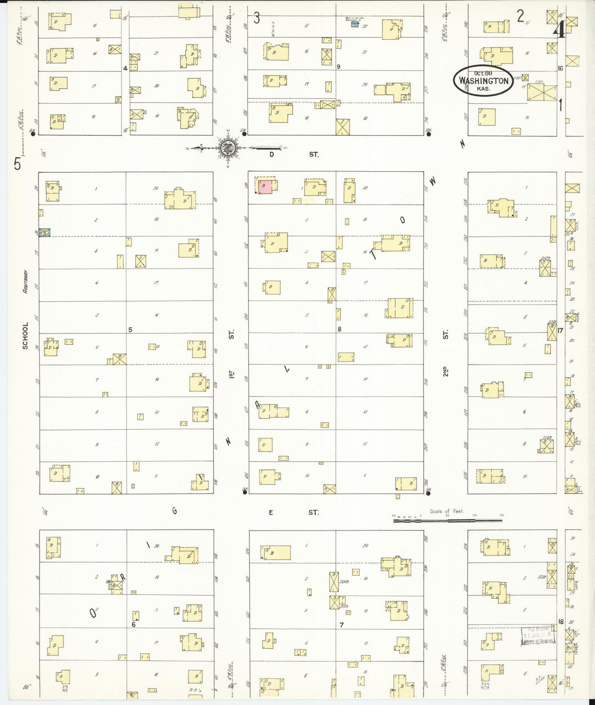 Sanborn Fire Insurance Map from Washington, Washington County, Kansas (1911), Sheet #0004 - Complete Map Set gallery image, historic Sanborn map, vintage wall art, Sanborn Fire Insurance Map from Washington Washington
