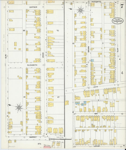 Sanborn Fire Insurance Map from Tamaqua, Schuylkill County, Pennsylvania (1902), Sheet #0007 - Historic Sanborn Fire Insurance Map Print, vintage old map wall art, antique decor, genealogy gift, Pennsylvania Pennsylvania map