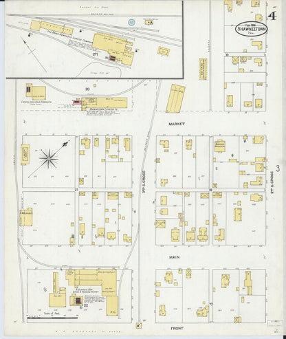 Sanborn Fire Insurance Map from Shawneetown, Gallatin County, Illinois (1906), Sheet #0004 - Historic Sanborn Fire Insurance Map Print, vintage old map wall art, antique decor, genealogy gift, Illinois Illinois map