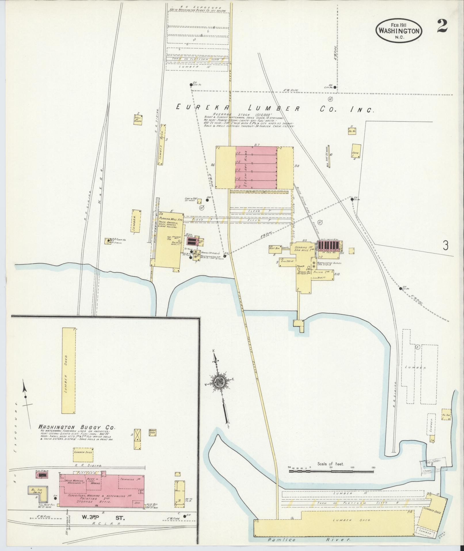 Sanborn Fire Insurance Map from Washington, Beaufort County, North Carolina (1911), Sheet #0002 - Complete Map Set gallery image, historic Sanborn map, vintage wall art, Washington Washington