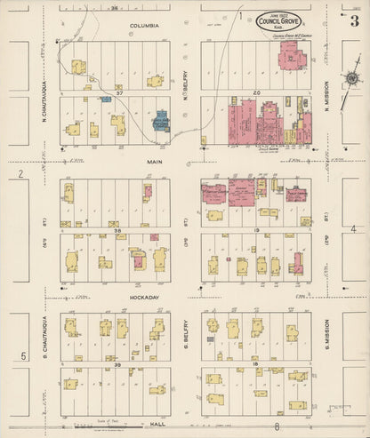 Sanborn Fire Insurance Map from Council Grove, Morris County, Kansas (1922), Sheet #0003 - Complete Map Set gallery image, historic Sanborn map, vintage wall art, Kansas Kansas