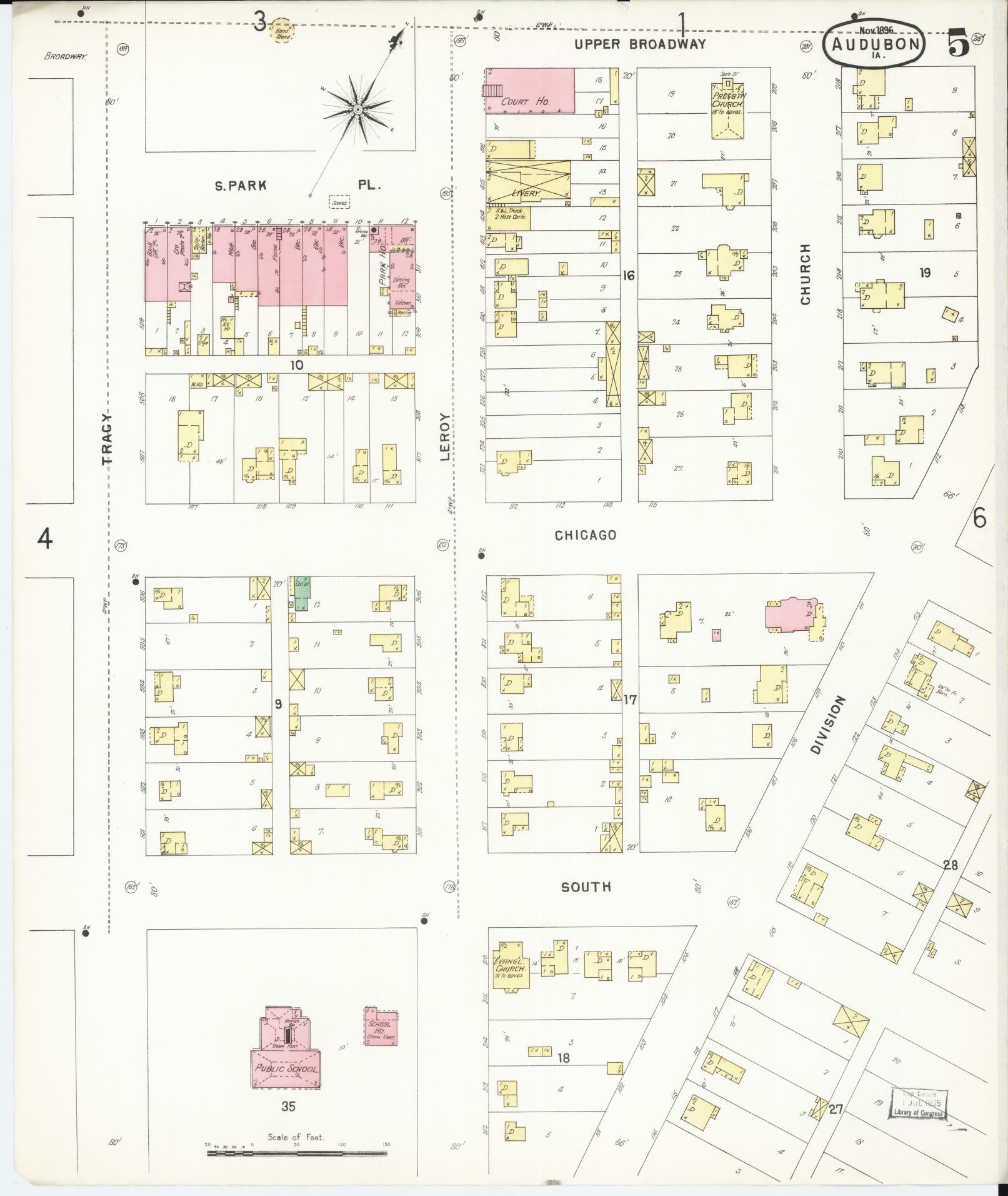 Sanborn Fire Insurance Map from Audubon, Audubon County, Iowa (1896), Sheet #0005 - Historic Sanborn Fire Insurance Map Print