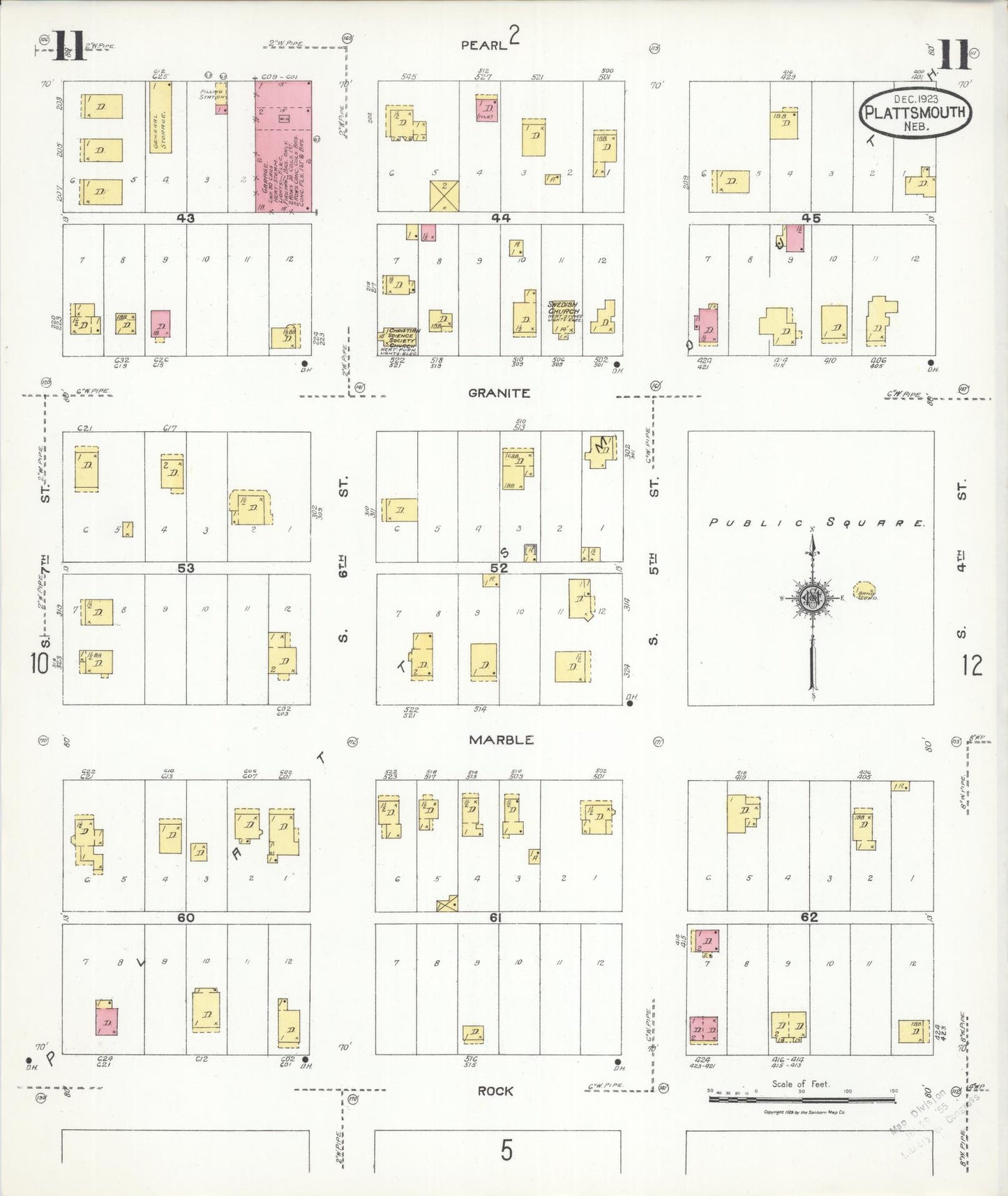Sanborn Fire Insurance Map from Plattsmouth, Cass County, Nebraska (1923), Sheet #0011 - Historic Sanborn Fire Insurance Map Print, vintage old map wall art, antique decor, genealogy gift, Nebraska Nebraska map
