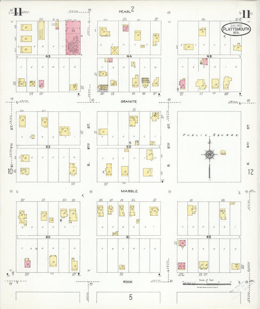Sanborn Fire Insurance Map from Plattsmouth, Cass County, Nebraska (1923), Sheet #0011 - Historic Sanborn Fire Insurance Map Print, vintage old map wall art, antique decor, genealogy gift, Nebraska Nebraska map