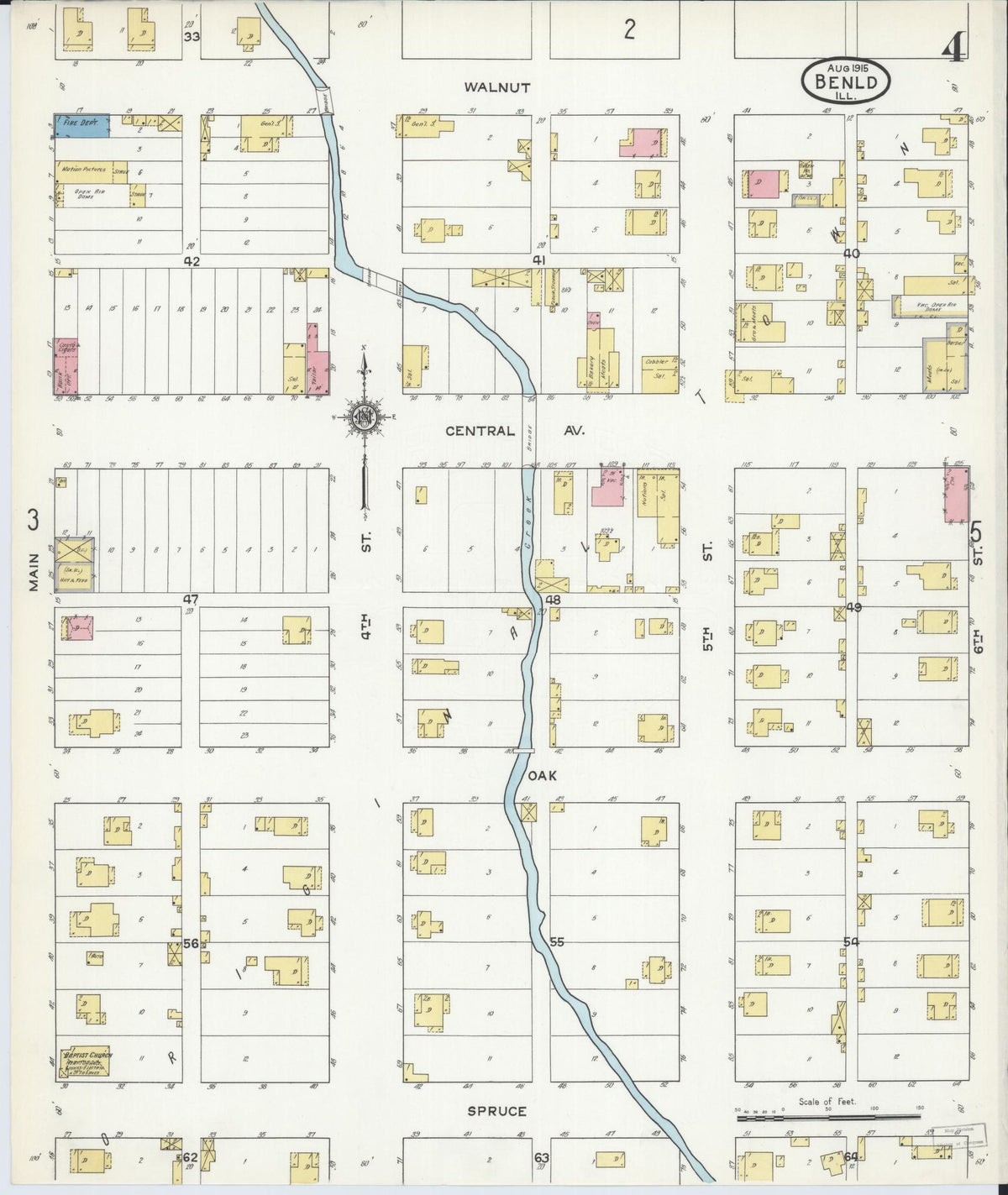 Sanborn Fire Insurance Map from Benld, Macoupin County, Illinois (1915), Sheet #0004 - Complete Map Set gallery image, historic Sanborn map, vintage wall art, Illinois Illinois