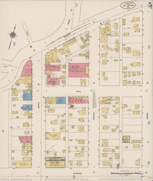 Sanborn Fire Insurance Map from La Jolla, San Diego County, California (1921), Sheet #0005 - Historic Sanborn Fire Insurance Map Print, vintage old map wall art, antique decor, genealogy gift, California California map
