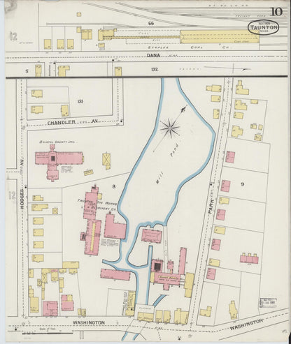 Sanborn Fire Insurance Map from Taunton, Bristol County, Massachusetts (1893), Sheet #0010 - Complete Map Set gallery image, historic Sanborn map, vintage wall art, Massachusetts Massachusetts
