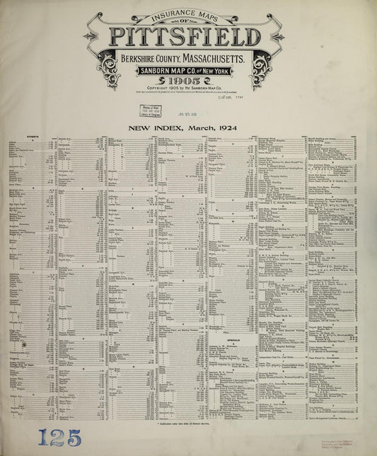 Sanborn Fire Insurance Map from Pittsfield, Berkshire County, Massachusetts. (1941) – Historic Sanborn Fire Insurance Map Print