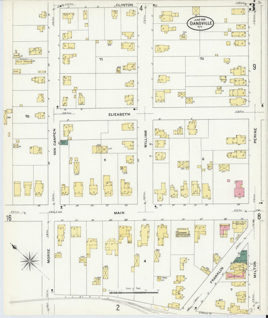 Sanborn Fire Insurance Map from Dansville, Livingston County, New York (1909), Sheet #0003 - Historic Sanborn Fire Insurance Map Print, vintage old map wall art, antique decor, genealogy gift, New York New York map