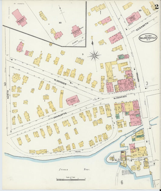 Sanborn Fire Insurance Map from Baldwinsville, Onondaga County, New York (1906), Sheet #0002 - Historic Sanborn Fire Insurance Map Print, vintage old map wall art, antique decor, genealogy gift, New York New York map