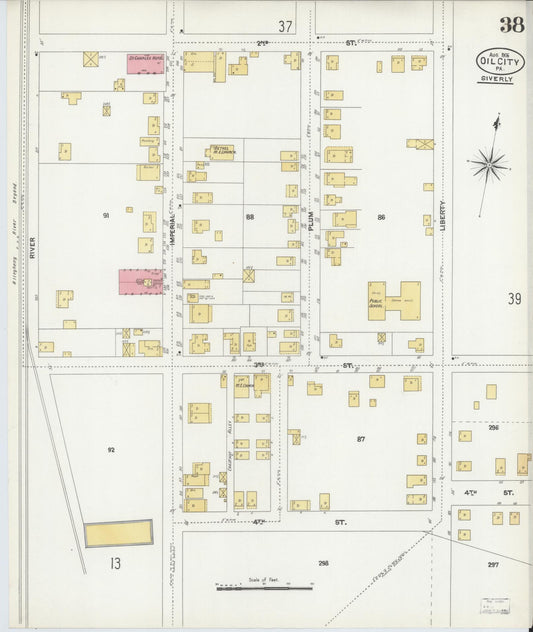 Sanborn Fire Insurance Map from Oil City, Venango County, Pennsylvania (1906), Sheet #0038 - Historic Sanborn Fire Insurance Map Print, vintage old map wall art, antique decor, genealogy gift, Pennsylvania Pennsylvania map