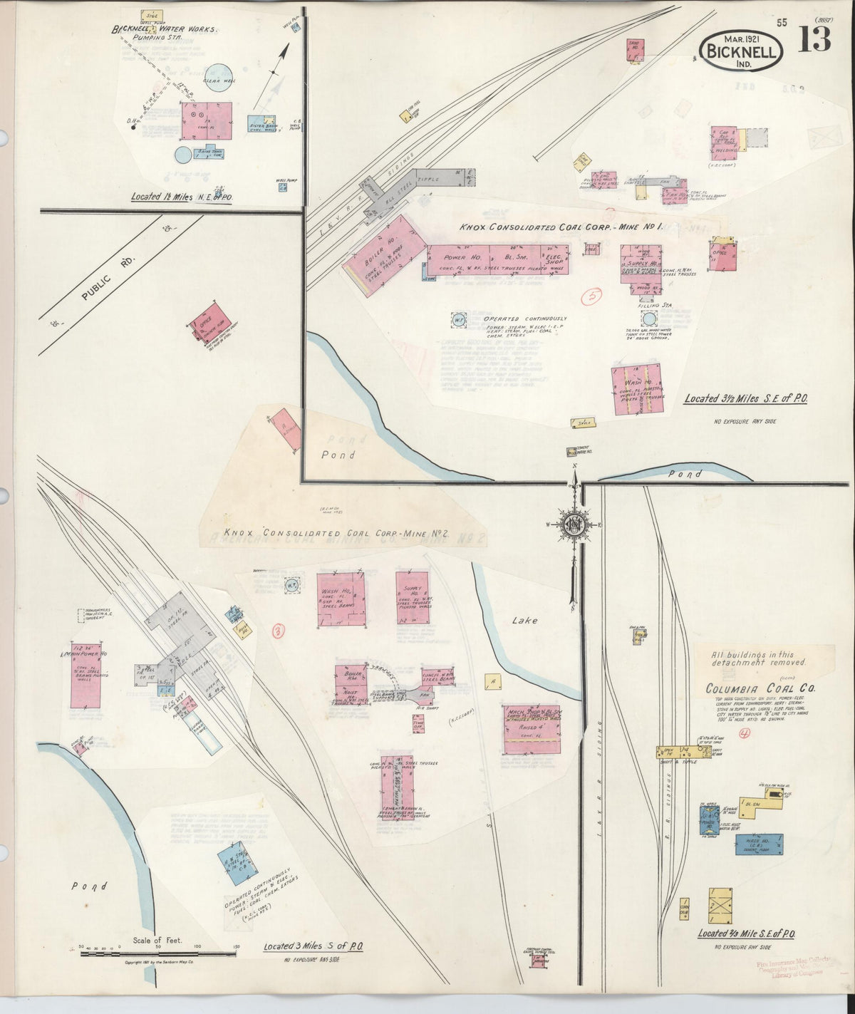 Sanborn Fire Insurance Map from Bicknell, Knox County, Indiana (1946), Sheet #0013 - Historic Sanborn Fire Insurance Map Print, vintage old map wall art, antique decor, genealogy gift, Indiana Indiana map