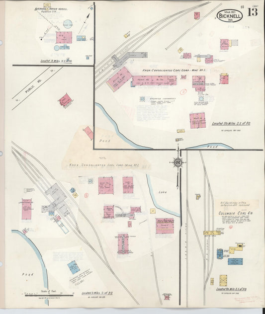 Sanborn Fire Insurance Map from Bicknell, Knox County, Indiana (1946), Sheet #0013 - Historic Sanborn Fire Insurance Map Print, vintage old map wall art, antique decor, genealogy gift, Indiana Indiana map