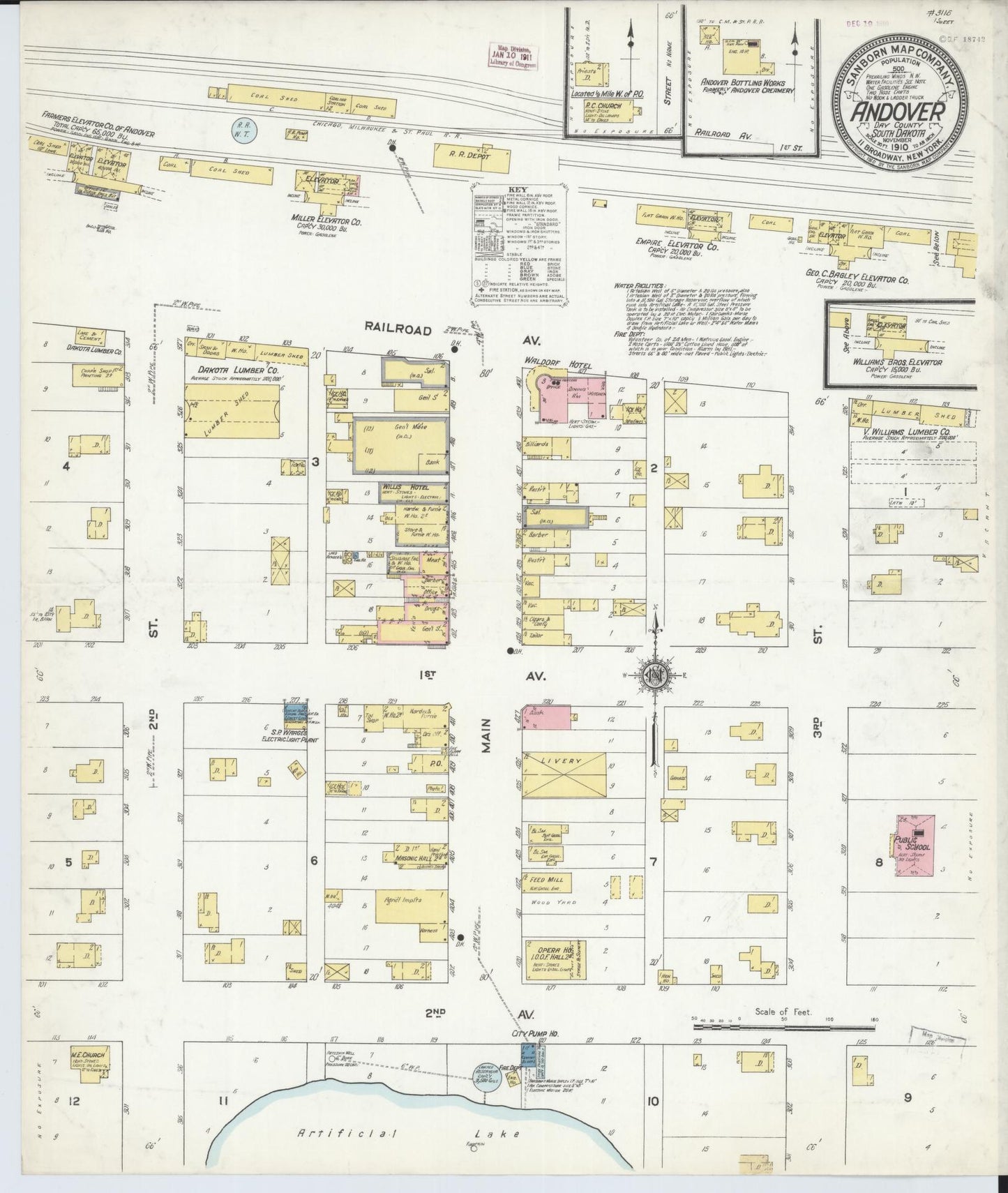 Sanborn Fire Insurance Map from Andover, Day County, South Dakota (1910), Sheet #0001 - Historic Sanborn Fire Insurance Map Print, vintage old map wall art, antique decor, genealogy gift, South Dakota South Dakota map