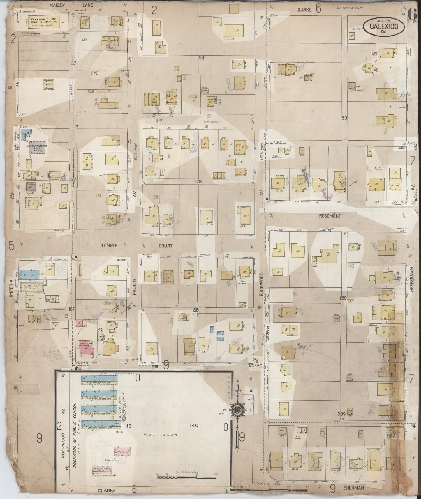 Sanborn Fire Insurance Map from Calexico, Imperial County, California (1956), Sheet #0006 - Complete Map Set gallery image, historic Sanborn map, vintage wall art, California California