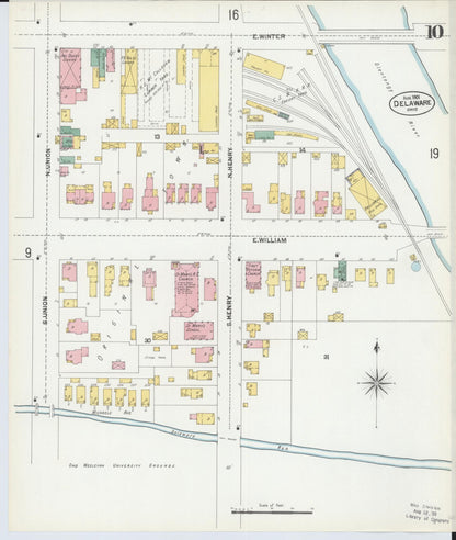 Sanborn Fire Insurance Map from Delaware, Delaware County, Ohio (1901), Sheet #0010 - Complete Map Set gallery image, historic Sanborn map, vintage wall art, Sanborn Fire Insurance Map from Delaware Delaware