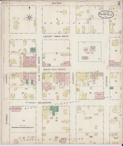Sanborn Fire Insurance Map from Fairfield, Wayne County, Illinois (1886), Sheet #0002 - Complete Map Set gallery image, historic Sanborn map, vintage wall art, Illinois Illinois