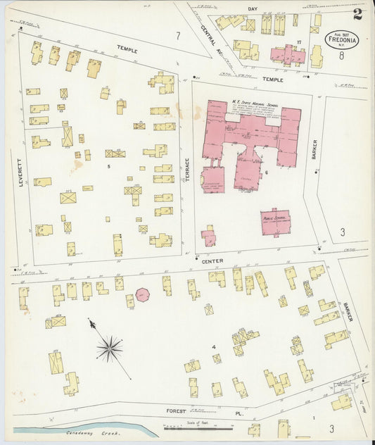 Sanborn Fire Insurance Map from Fredonia, Chautauqua County, New York (1907), Sheet #0002 - Historic Sanborn Fire Insurance Map Print, vintage old map wall art, antique decor, genealogy gift, New York New York map