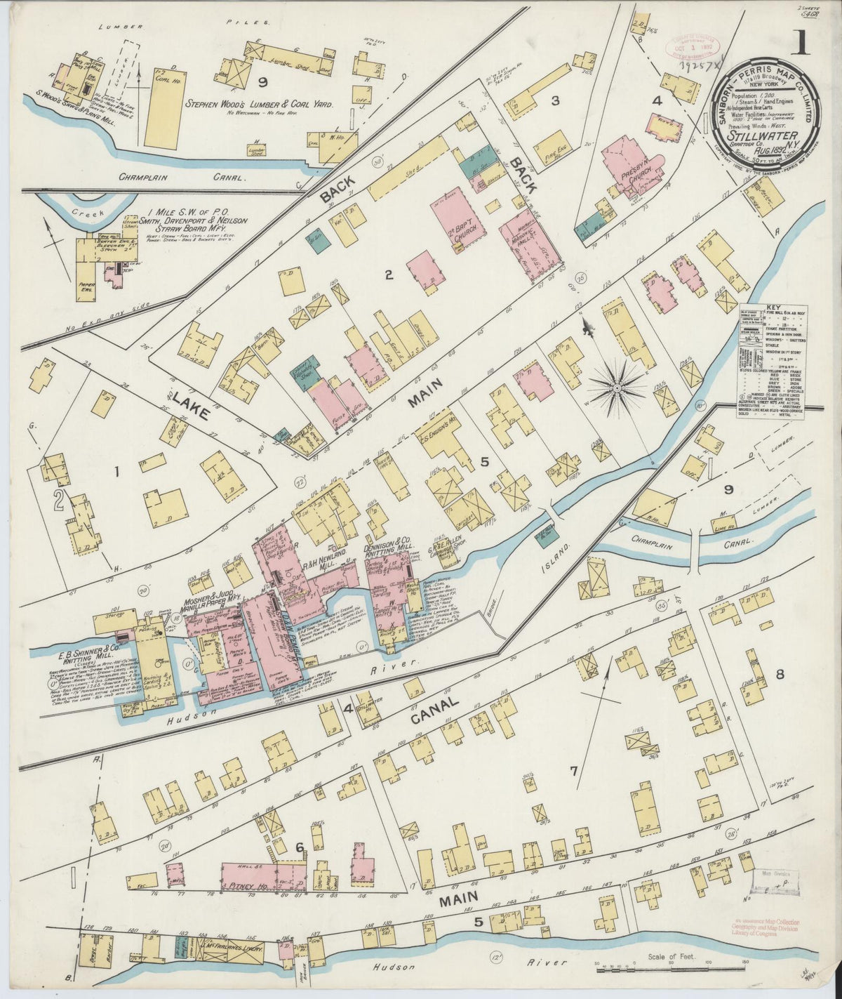 Sanborn Fire Insurance Map from Stillwater, Saratoga County, New York (1892), Sheet #0001 - Complete Map Set gallery image, historic Sanborn map, vintage wall art, New York New York
