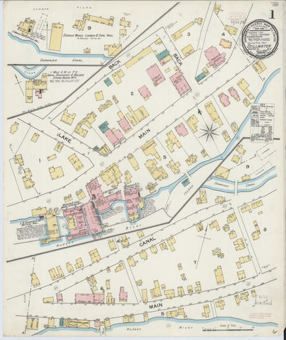 Sanborn Fire Insurance Map from Stillwater, Saratoga County, New York (1892), Sheet #0001 - Complete Map Set gallery image, historic Sanborn map, vintage wall art, New York New York