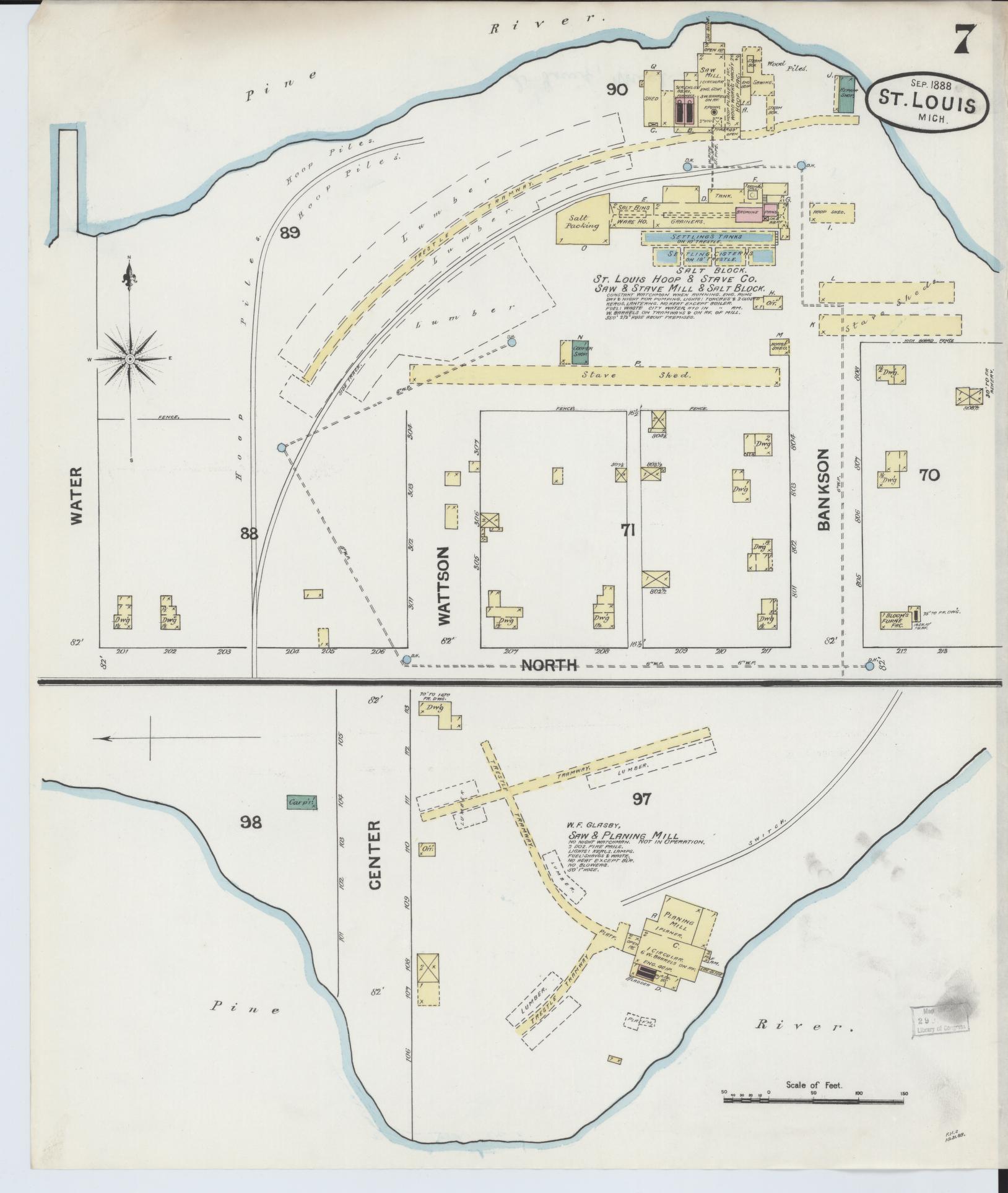 Sanborn Fire Insurance Map from Saint Louis, Gratiot County, Michigan (1888), Sheet #0007 - Complete Map Set gallery image, historic Sanborn map, vintage wall art, Michigan Michigan