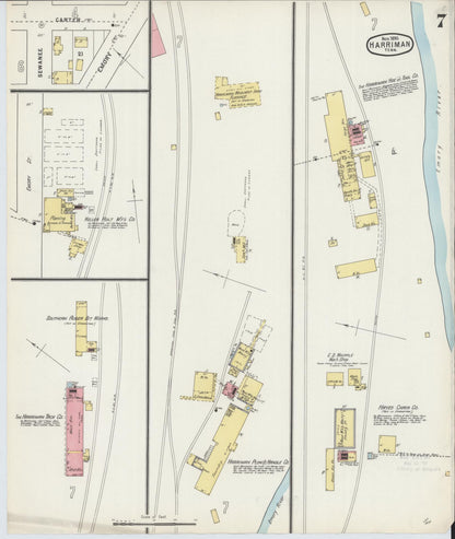Sanborn Fire Insurance Map from Harriman, Roane County, Tennessee (1895), Sheet #0007 - Complete Map Set gallery image, historic Sanborn map, vintage wall art, Tennessee Tennessee