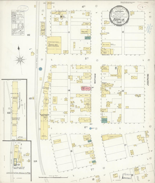 Sanborn Fire Insurance Map from Rosalia, Whitman County, Washington (1899), Sheet #0001 - Historic Sanborn Fire Insurance Map Print, vintage old map wall art, antique decor, genealogy gift, Washington Washington map